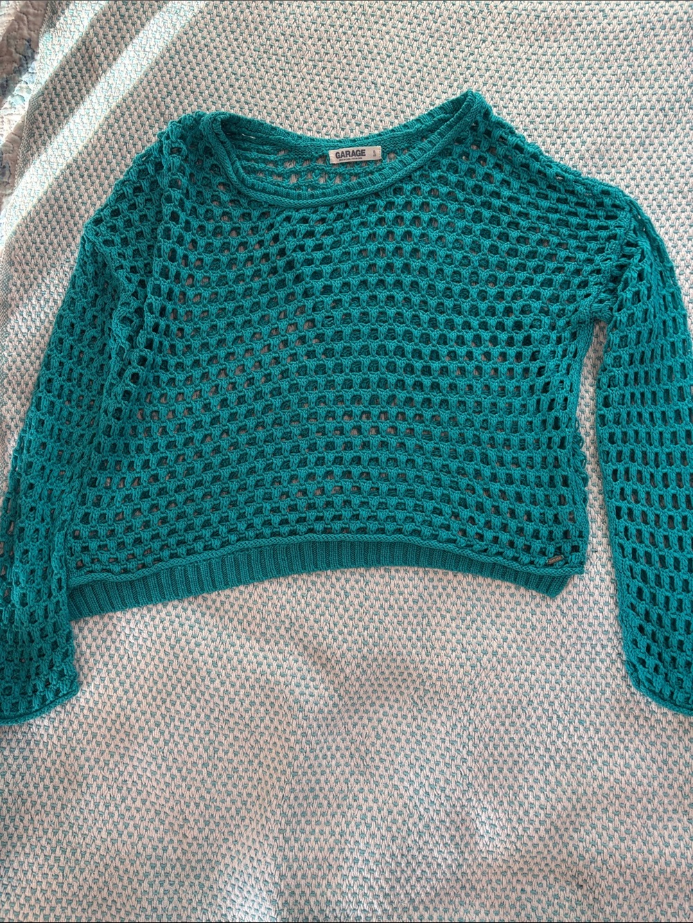 Garage’s Teal Open Knit Sweater